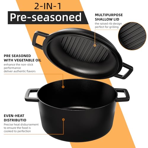 Cast Iron Dutch Oven Pot with Skillet Lid