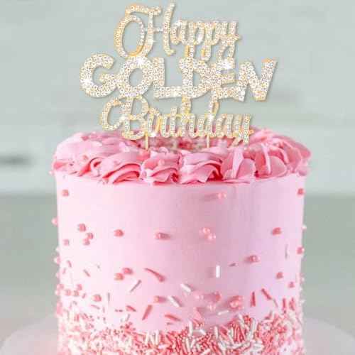 Happy Golden Birthday Cake Topper Rhinestones Golden Birthday Cake Toppers