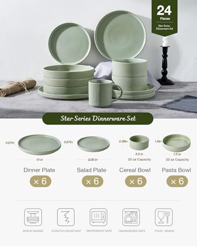 Star Stoneware Dinnerware Sets with Pasta Bowls (24 Count)