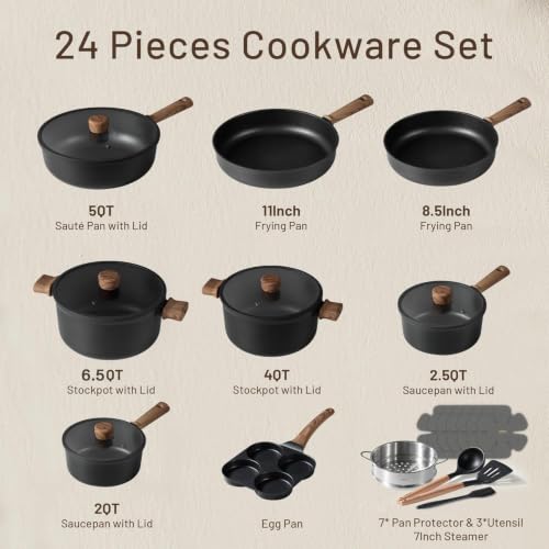 24pcs Nonstick Cookware Sets