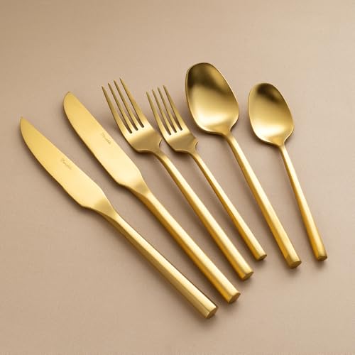 Gold Silverware Set with Steak Knives (24 Count)