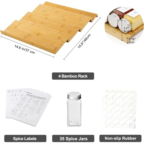 Spice Drawer Organizer with 35 Spice Jars