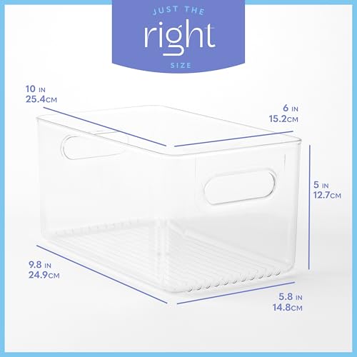 Plastic Food Storage 2 Pack Clear Container Bin with Handles for Organizing Kitchen (2 Count)