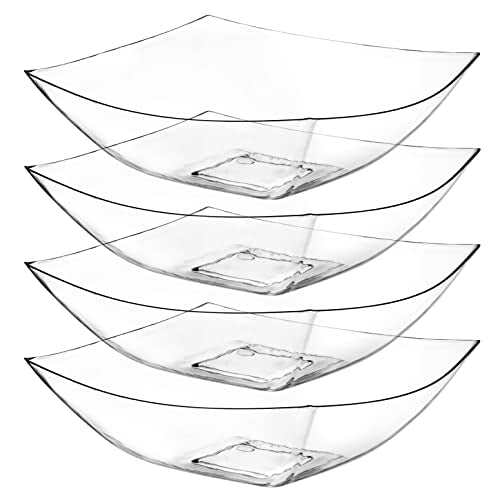 4 Pack Disposable Clear Plastic Serving Bowls Square Party Candy Use 64oz (4 Count)