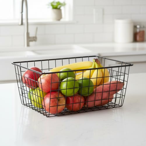 Metal Black Large Wire Basket Food Storage Organizer (4 Count)