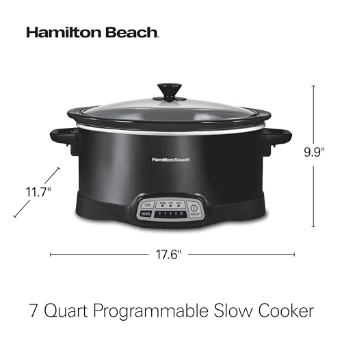 Portable 7 Quart Programmable Slow Cooker with Three Temperature Settings