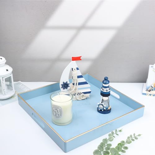 Light Blue Decorative Tray for Living Room