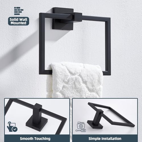 Matte Black Square Towel Holder for Bathroom