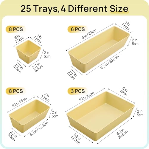 25 Pack Plastic Drawer Organizers with Non (25 Count)