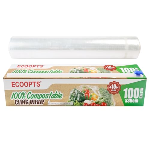 100% Compostable Plastic Cling Wrap Dispenser With Slide Cutter 12 inch Food Service Cling Film Wrap Roll