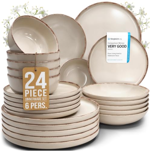 24 Piece Stoneware Dinnerware Set for 6 (24 Count)
