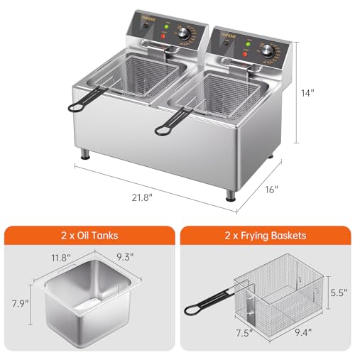 Commercial Deep Fryer 3500W Electric Countertop Fryer 25.4Qt Heavy Duty
