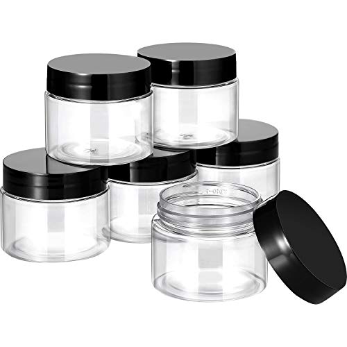 6 Pack 2 OZ Plastic Jars Containers with Lids (6 Count)