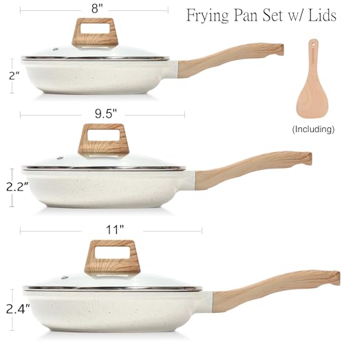 Nonstick Ceramic Frying Pans Skillets Set with Lids