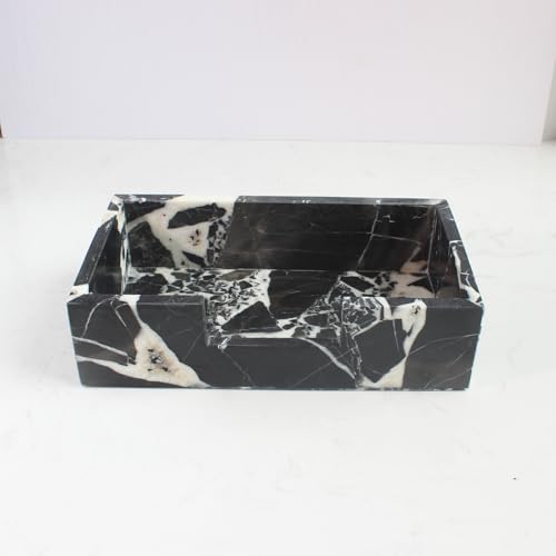 Natural Calacatta Black Marble Napkin Holder 9.8"x4.9"x2.8"