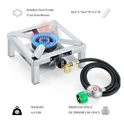 Propane Burner Angle Iron Camp Stove with CSA Listed Regulator and 4ft Hose