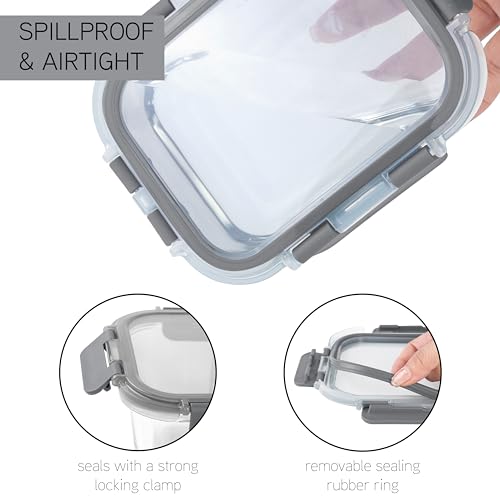 Premium 32 Pc. Borosilicate Glass Food Container Set with Dividers