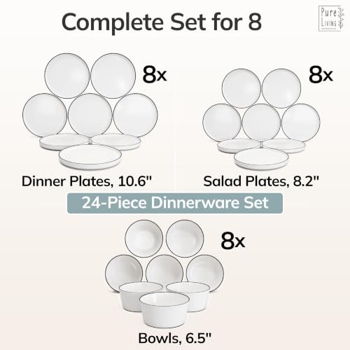 24 Piece White Dinnerware Set for 8 (24 Count)