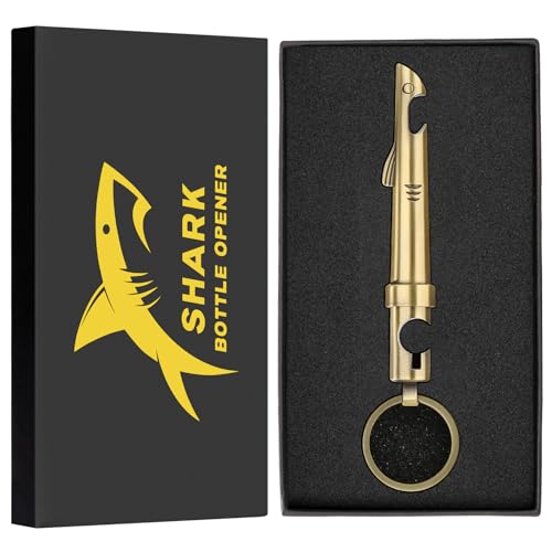 2-in-1 Shark Bottle Opener, Novelty Keychain Corkscrew Wine Opener, Beer Bottle Opener, Wine & Beer Gifts for Men, Father's Day Gifts, Christmas Gifts, Birthday Gifts, Bronze, KPQ2805