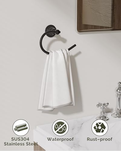 Black Towel Ring Wall Mounted for Bathroom