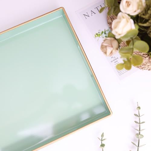 Green Decorative Serving Tray with Handles