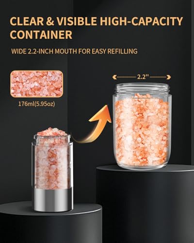 Gravity Electric Salt and Pepper Grinder Set with Rechargeable Base (2 Count)