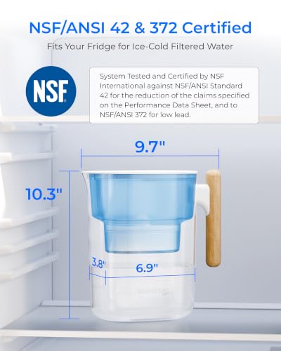 PT-04B 10-Cup Water Filter Pitcher with 4 Filters, NSF Certified (2 Count)