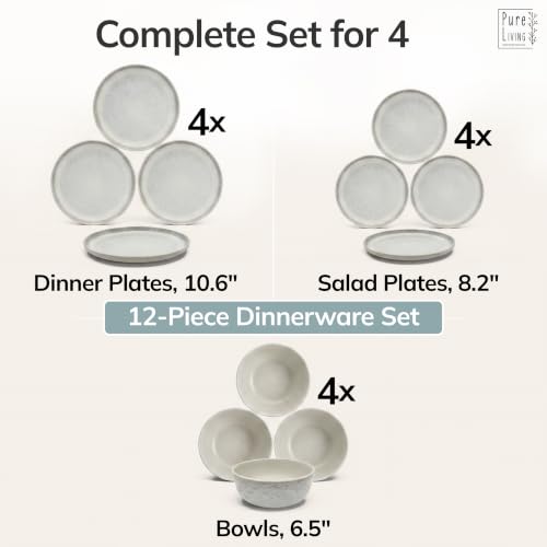 12 Piece Stoneware Dinnerware Set for 4 (12 Count)
