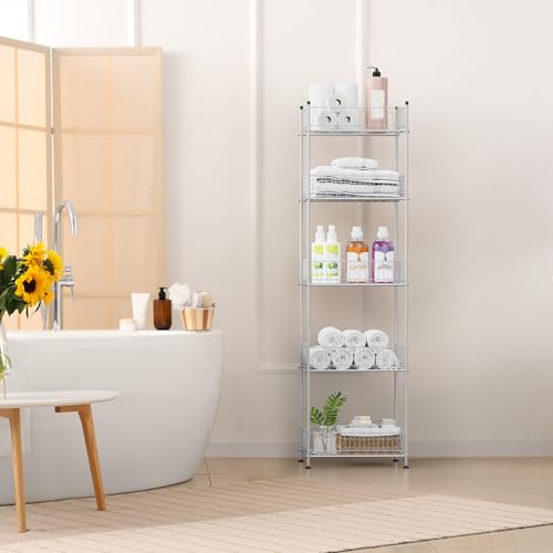 Water Bottle Storage Organizer 5 Tier Metal Water Bottle Holder Shelf Drink Beverage Soda Can Organizer Rack Bottled Water Stand for Floor Classroom Kitchen Food Storage (5 Count)