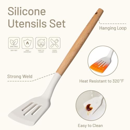 22 Piece Cooking Utensils Set with Wood Cool (22 Count)