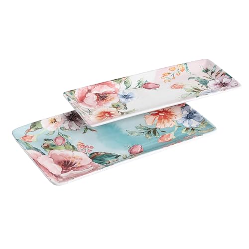 Margret's Garden Ceramic 14 inch Rectangular Serving Platter (2 Count)