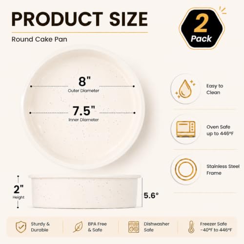 8 Inch Silicone Round Cake Pans (2 Count)