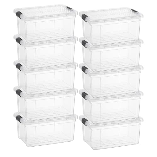 11 Quart Clear Plastic Storage Boxes with Lids (10 Count)