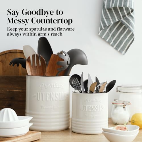 7.2" Large Ceramic Utensil Holder for Kitchen Counter