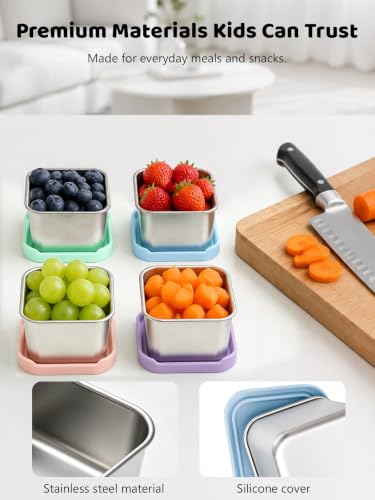 6 Pack Stainless Steel Snack Containers for Kids (6 Count)