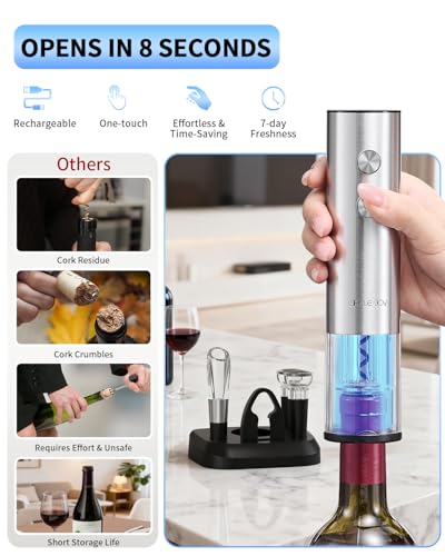 Electric Wine Opener Stainless Steel Rechargeable Automatic Wine Bottle Opener Set 7 (7 Count)
