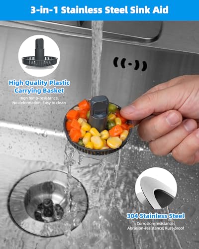 Upgraded 3 in 1 Kitchen Sink Drain Strainer and Stopper Combo