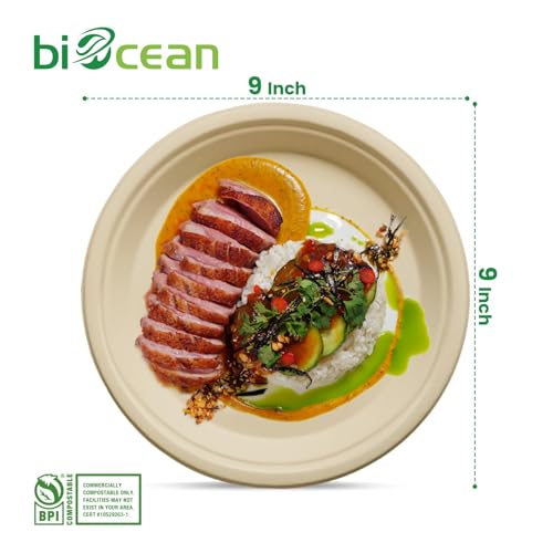 9 Inch Compostable Plates [125 Pack] (125 Count)