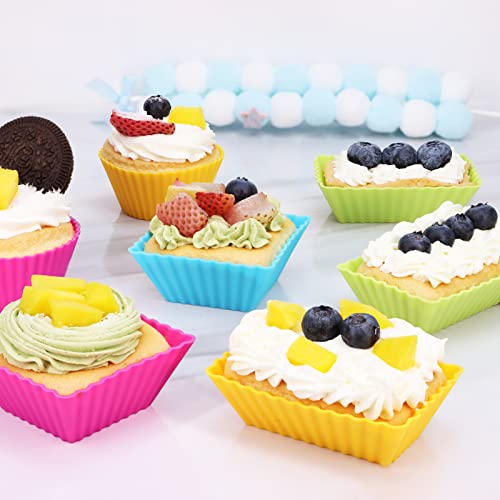 24Pack Silicone Muffin Baking Cups Cupcake Liners Lunch Box Bento Dividers (24 Count)