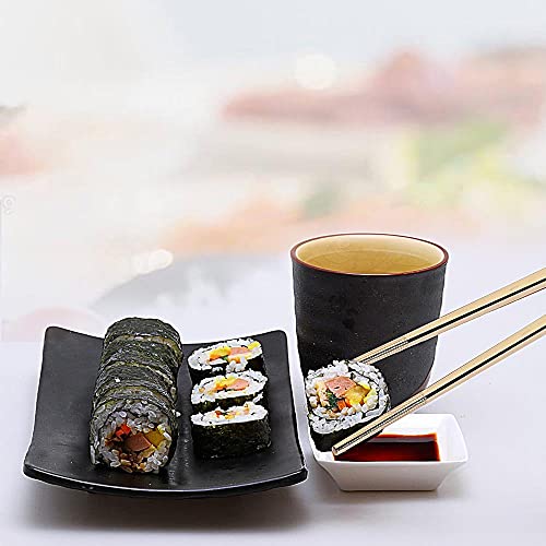 Metal Chopsticks Reusable Titanium Plated Stainless Steel Japanese Korean for Food & Cooking 9.5Inch Non (5 Count)