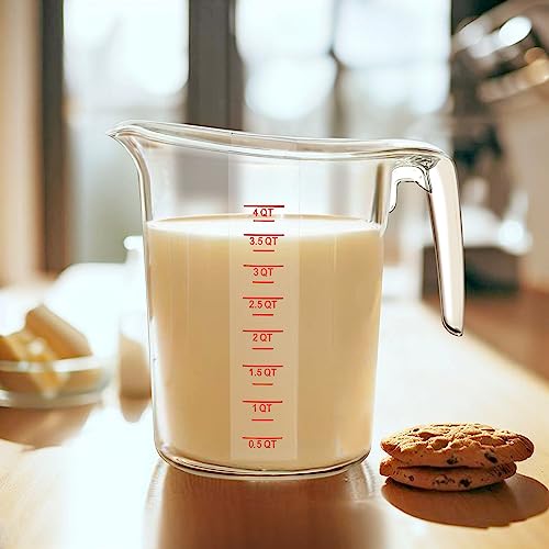 Melissa - 128-Ounce Plastic Measuring Pitcher (1-Pack), 16-Cup (4-Quart) Food-Grade Measuring Jug, Unbreakable, Stackable, Dishwasher-Safe, Great for Oil, Vinegar, Flour, and More