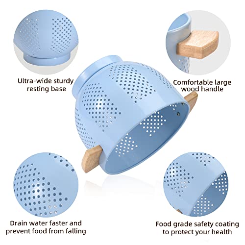 Metal Colander with Wood Handle and Stable Base
