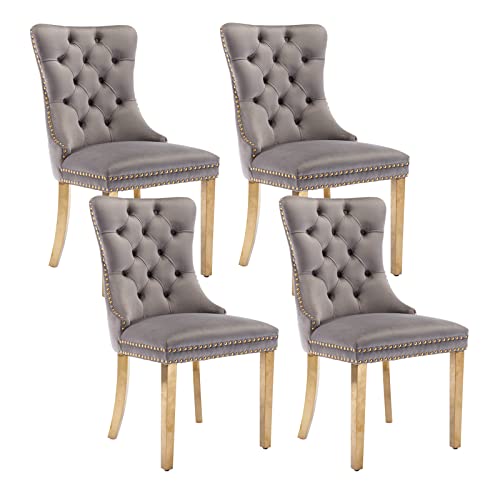 Grey Velvet Dining Chairs Set of 4 (4 Count)