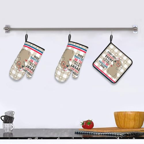 Funny Dog Oven Mitts and Pot Holders Sets of 3 Cute Oven Gloves (3 Count)