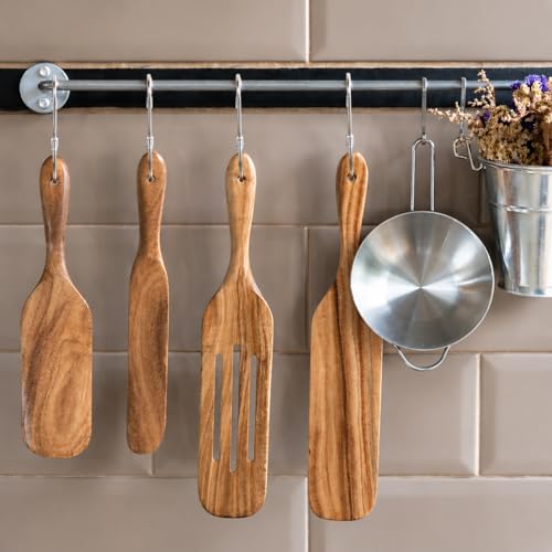 Spurtle Set Natural Acacia Wooden Kitchen Utensils Set of 4 (4 Count)