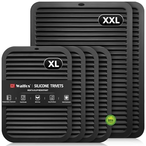 XXL Silicone Trivet 16 Inch and Trivets Mats 12 Inch (6 Count)