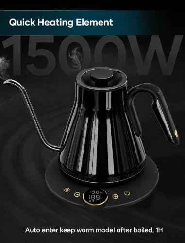 Gooseneck Electric Kettle with ±1℉ Temperature Control 0.9 Liter