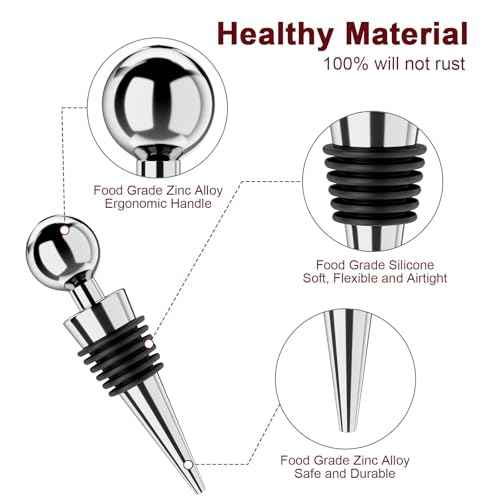 Wine Stoppers for Wine Bottles 6Pcs Vacuum Wine Bottle Stopper with Silicone Reusable Wine Corks (3 Count)