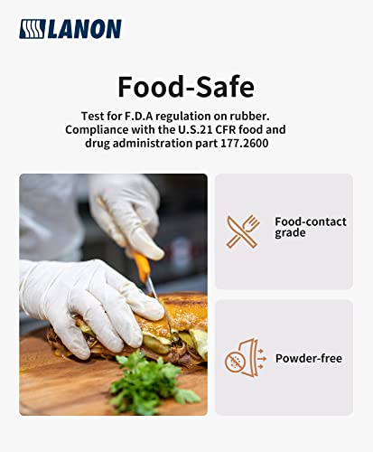 LANON Food Safe White Disposable Nitrile Gloves (100 Count)