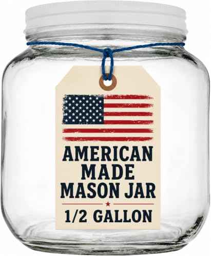Half Gallon Glass Large Mason Jar Wide Mouth with Airtight Metal Lid